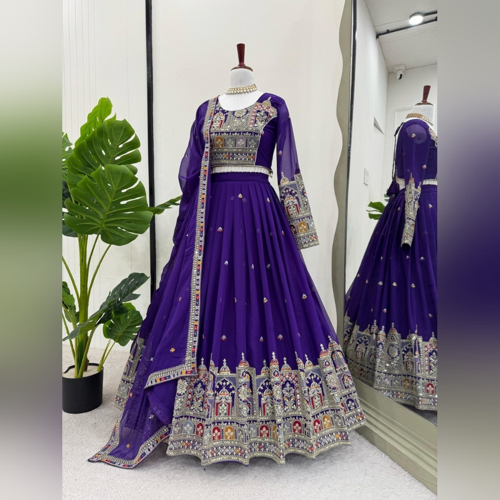 Purple Lehenga Choli for Wedding, Sangeet Karwa Chauth, Diwali, Navratri Rakhi